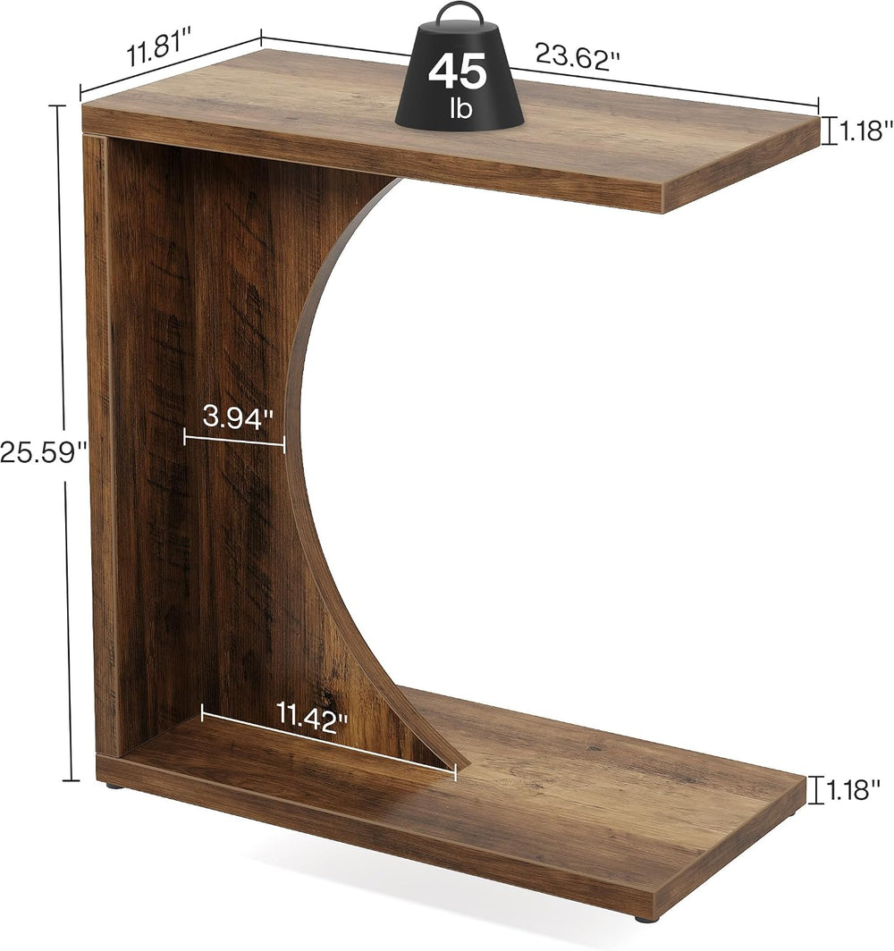 Tribesigns C-Shaped End Table for Couch, Sofa Side Table, C Table for Small S...