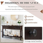 Merax Wood Farmhouse Entry Way Hallway Console Table with Drawers and Bottom Shelf Narrow Long Sideboard for Living Room Bedroom Espresso