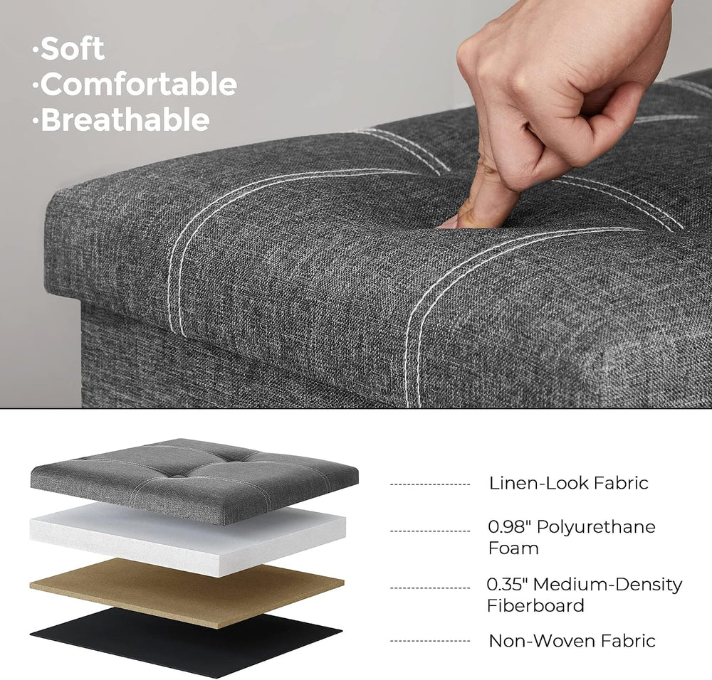 SONGMICS Mazie Collection - 30 Inches Ottoman Storage Bench, 21 Gal. Folding ...