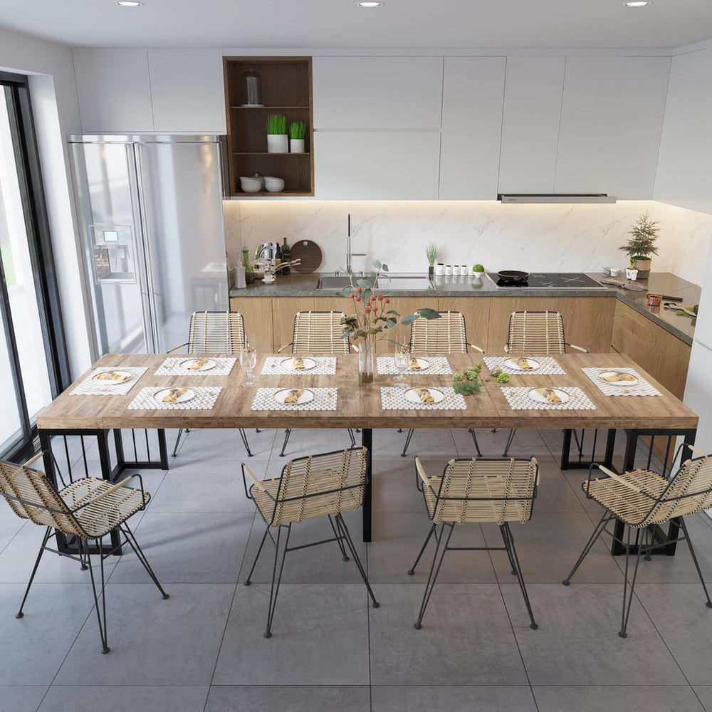 Lasageldar 118" Extendable Dining Table for 2-10 People, Modern Space-Sa...