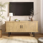 47''W Modern TV Stand Cabinet with Storage for TVs up to 60 Inch, Fluted TV Entertainment Center with Slatted Tambour Doors, Media Console for Living Room, Entryway, Natural