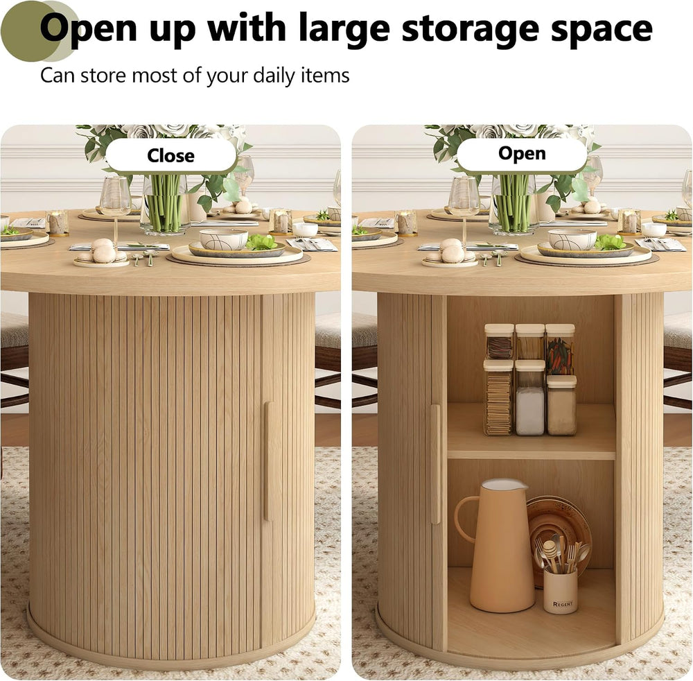 weselon 47 inch Round Dining Table for 4, Kitchen Table Dinner Table with 2-L...