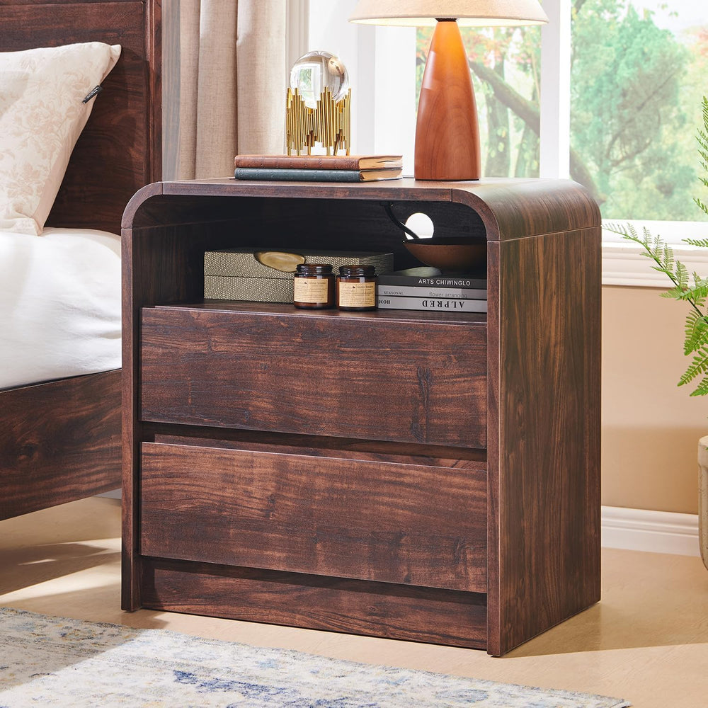 Aitjunz 25" Tall Modern Nightstand with Charging Station, 23.6''...