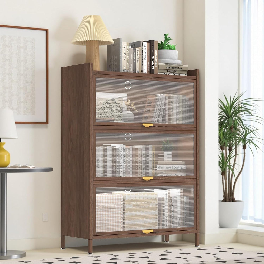 44'' Tall Metal Kitchen Storage Cabinet with 3 Flip-up Doors, Freesta...