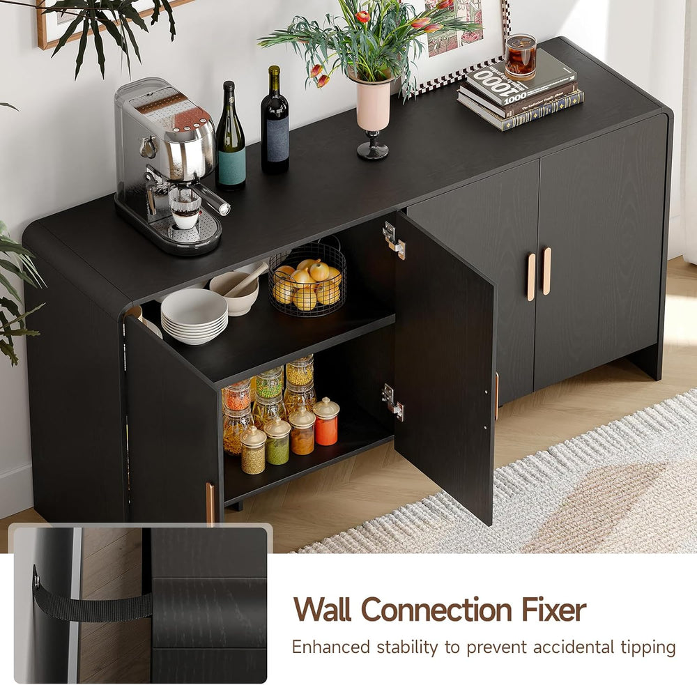 ONBRILL 60" Sideboard Buffet Cabinet with Adjustable Shelves Storage, Black