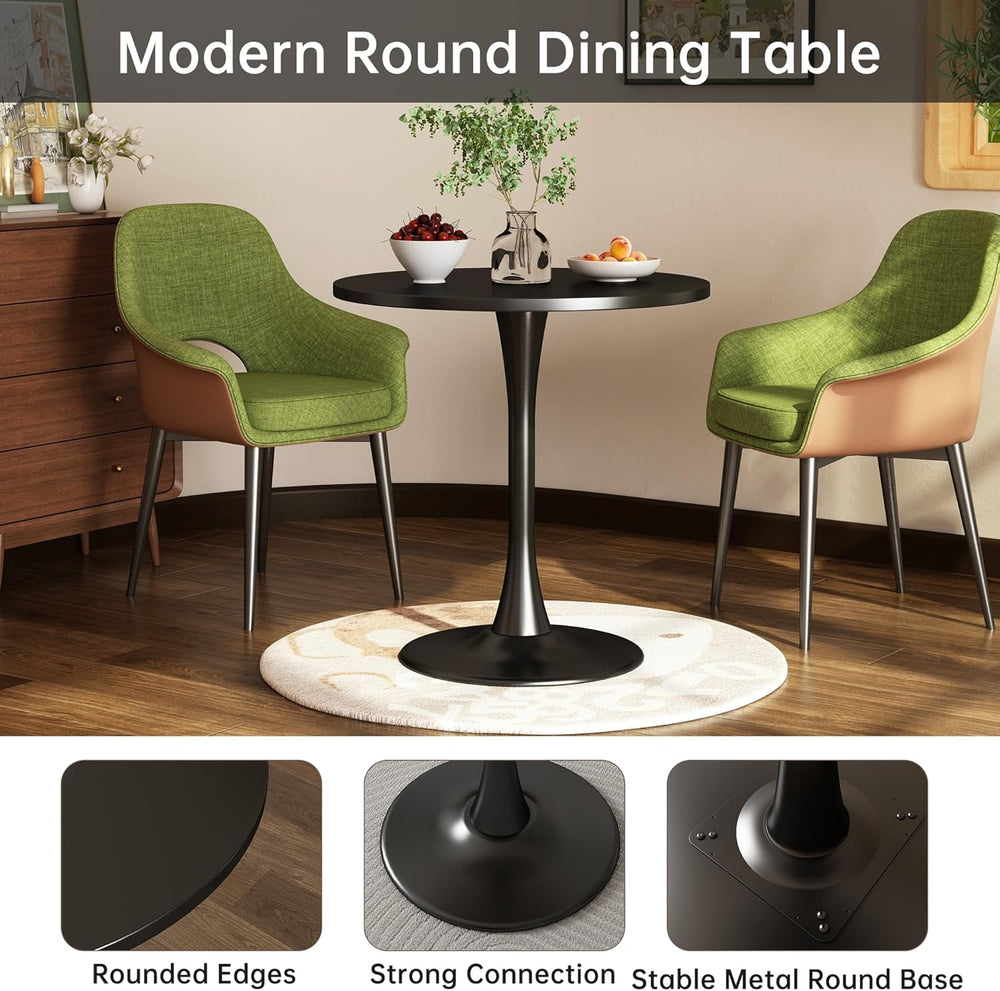 Round Dining Table 31.5" Circle Tulip Table with Wood Thickened Tabletop...