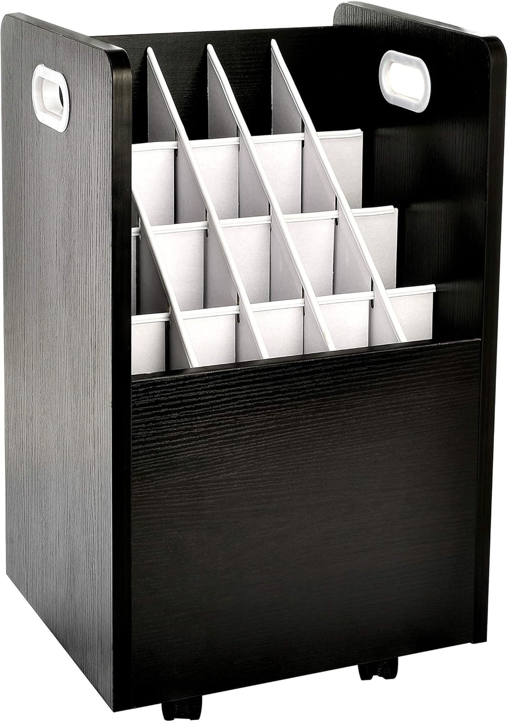 AdirOffice Adir Blue Print Storage Organizer - Mobile Roll File Cart, Construction Plan Holders, Blueprint Cabinet with Wheels, Roll Files Storage for Office and Home (20 Slots, Black)