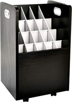 AdirOffice Adir Blue Print Storage Organizer - Mobile Roll File Cart, Construction Plan Holders, Blueprint Cabinet with Wheels, Roll Files Storage for Office and Home (20 Slots, Black)