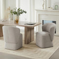 Upholstered Dining Chair with Casters No Assembly Linen DeskChair Wingback Single Sofa for Kitchen Diningroom Bedroom Readingroom,2 PCS,Beige