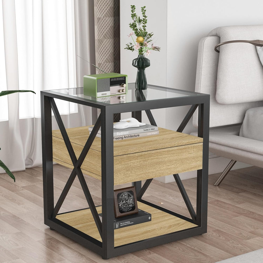 Bellemave 1 piece Small End Table with Drawer, Nightstand for Bedroom & L...