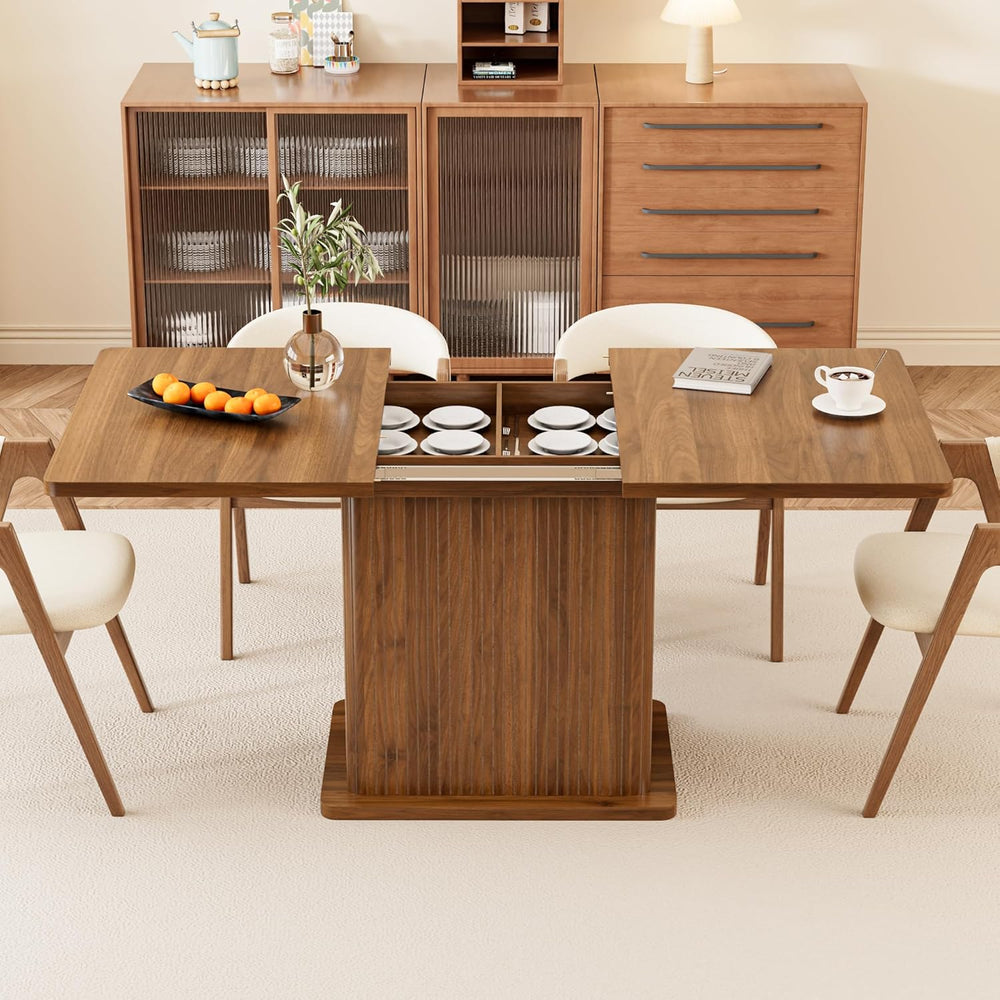 Extendable Kitchen Dining Table for 4-6, 47-65 Inch Rectangle Dining Room Tab...