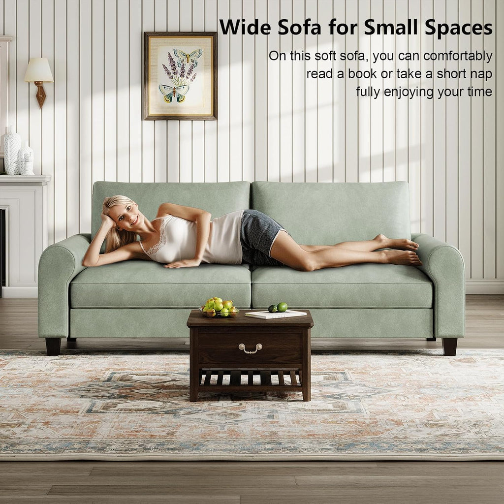 EASE MOOSE 70.6" Faux Leather Loveseat Sofa, Deep 2 Seater Couch, Green | Removable Covers, Pocket Spring Cushions, Waterproof & Scratch-Resistant, Easy Clean, Easy Assembly Couches for Living Room