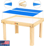 NILO Kids Activity Table Set with 2 Compatible with/Replacement for Detachable Double-Sided Baseplates/Boards/Mats Lego Duplo (N34 Play Table Without Holes, 24x32x20 and 2X Blue Base Plates 12x32)