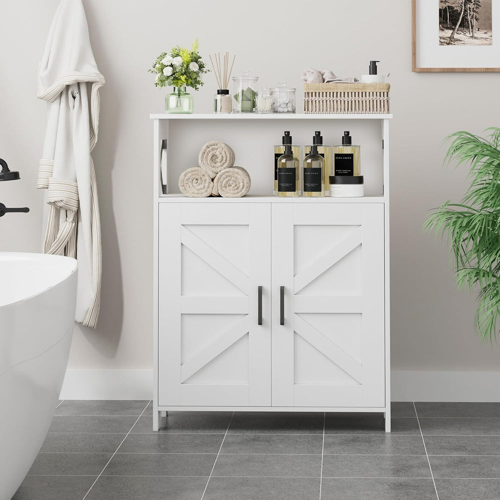 Homhedy Farmhouse Bathroom Storage Cabinet with Doors, Small Floor Cabinet