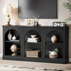 Tribesigns TV Stand for 55/60/65 Inch TV, Farmhouse Entertainment Center with Storage Cabinets, Modern Media Television Console Table for Living Room Bedroom, Black