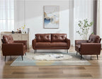 TYBOATLE Sofa Couch 61" Small Loveseat Couches for Living Room Leather Couch Mid Century Modern Tufted Mini Sofa Comfy Office 2 Seat Settee Love Seat Loveseat for Small Spaces Bedroom (3, Brown)