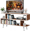 Lightdot TV Stand for TVs up to 45'', Modern Entertainment Center with 3 Storage Open Large Capacity for Collection, Media Console Table for Living Room/Entrance/Sofa Cabinet,Easy Assembly-Red Walnut