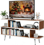Lightdot TV Stand for TVs up to 45'', Modern Entertainment Center with 3 Storage Open Large Capacity for Collection, Media Console Table for Living Room/Entrance/Sofa Cabinet,Easy Assembly-Red Walnut