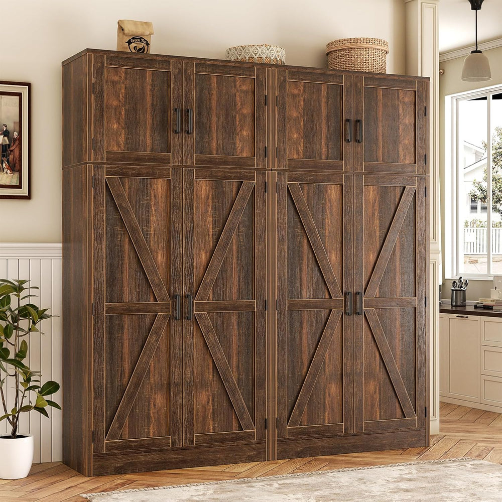 Unikito 71” Kitchen Pantry Storage Cabinet with Adjustable Shelves, 2 Pack | ...