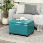 Joveco Leather Storage Ottoman, 24" Rectangle Tufted Upholstered Bench, Foot Rest Stool with Wood Legs, Footstool for Living Room, Bedroom