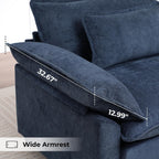Oversized Accent Chair,44" Chenille Living Room Chairs,Modern Upholstered Armchair Cloud Sofa Chair with Extra Thick,Comfy Reading Chair Side Chair for Living Room Bedroom Apartment Blue