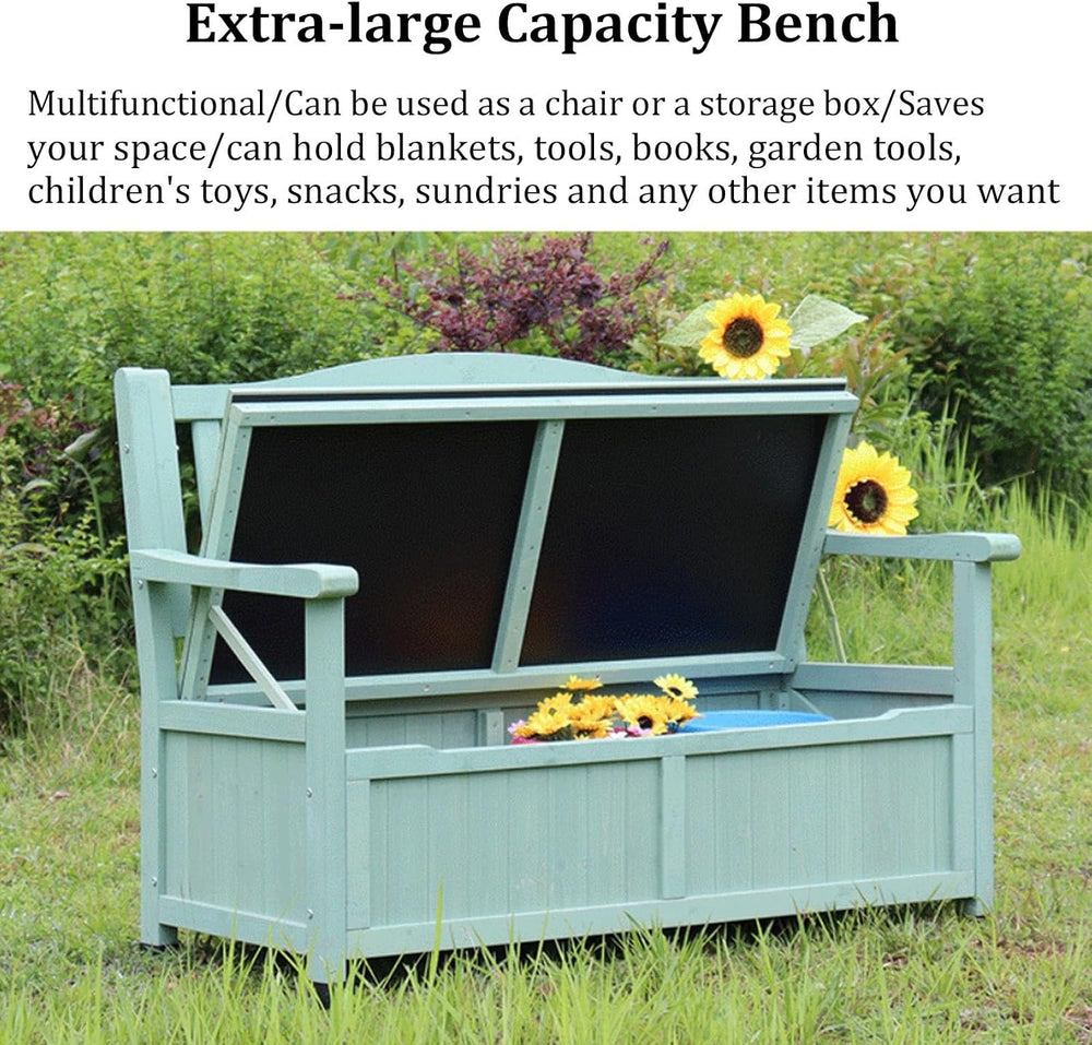 Deck Box Storage Bench, Patio Furniture, Solid Wood, Waterproof, with Armrest...