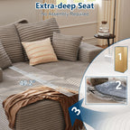 72" Oversized Double Chaise Lounges Indoor, Upholstered Corduroy Oversized Chaise Lounge Chair, Modern Sleeper Loveseat Chair Boneless Cloud Couch for Living Room Bedroom Reading (Camel)