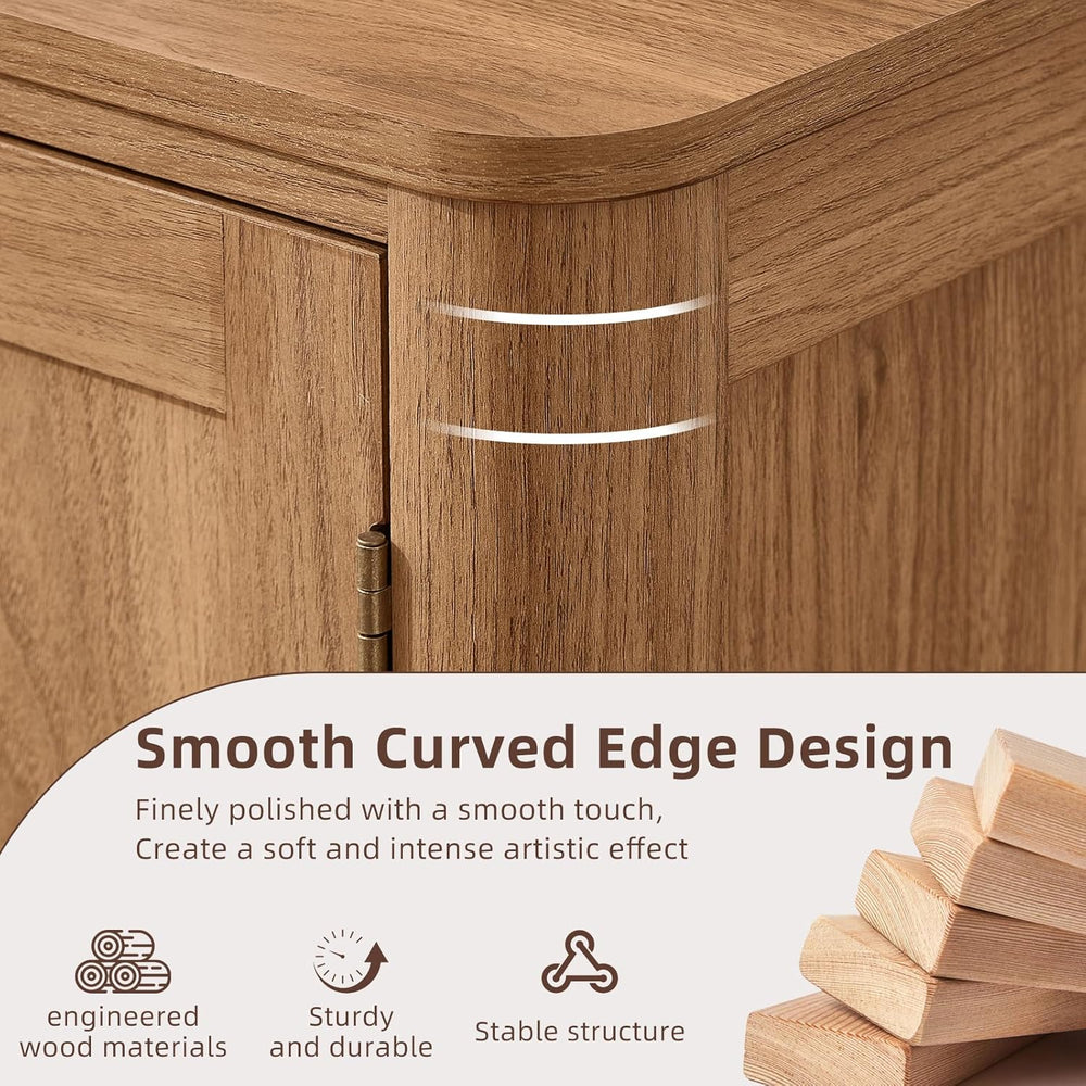 Joaxswe Sideboard Buffet Cabinet with Storage, 46" Arc-Shaped Credenza w...