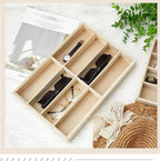 Amylove 2 Pcs Sunglass Organizer Trays Glasses Stackable Jewelry Trays Sunglass Organizer Display Box(8 Grids,Beige)