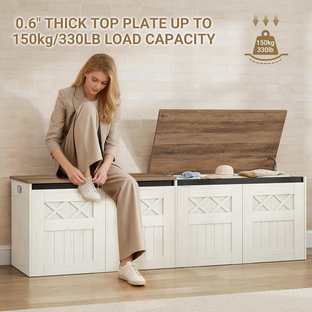 Hzuaneri 59" Farmhouse Storage Chest and Bench | 70 Gal | 330lb Seat