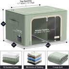 Sorbus Storage Bins with Divided Interior - Large Stackable & Foldable Organizer Containers with Metal Frame, Oxford Fabric, Large Window & Carry Handles - Organization for Bedroom, Linens & Clothes