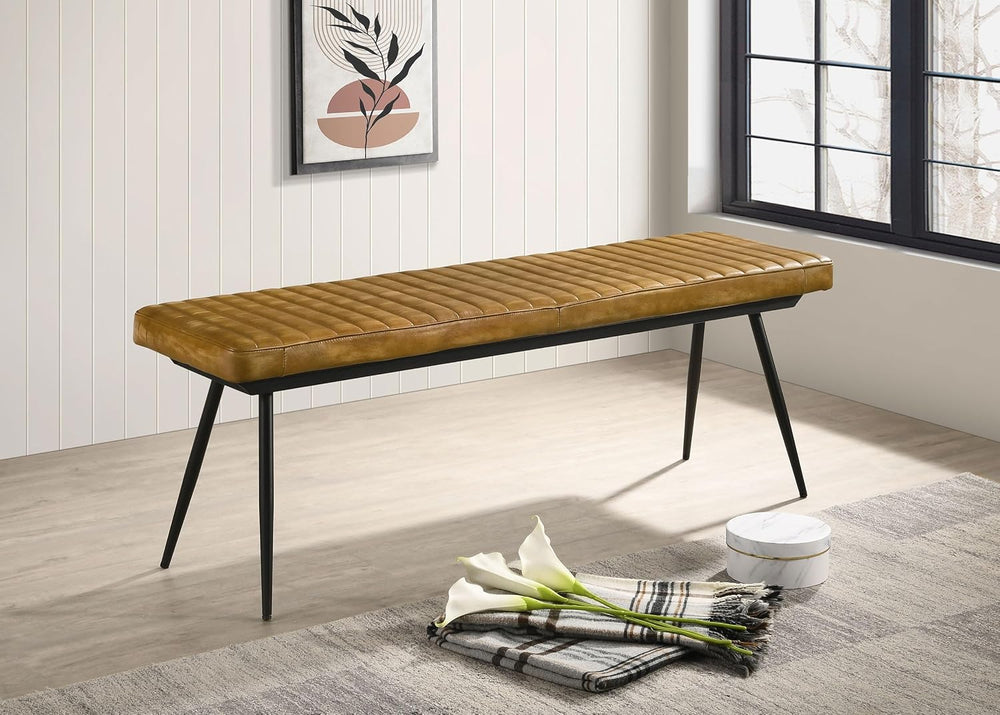 Pemberly Row Leather Upholstered Cushion Bench, 54"W x 15"D x 19&qu...