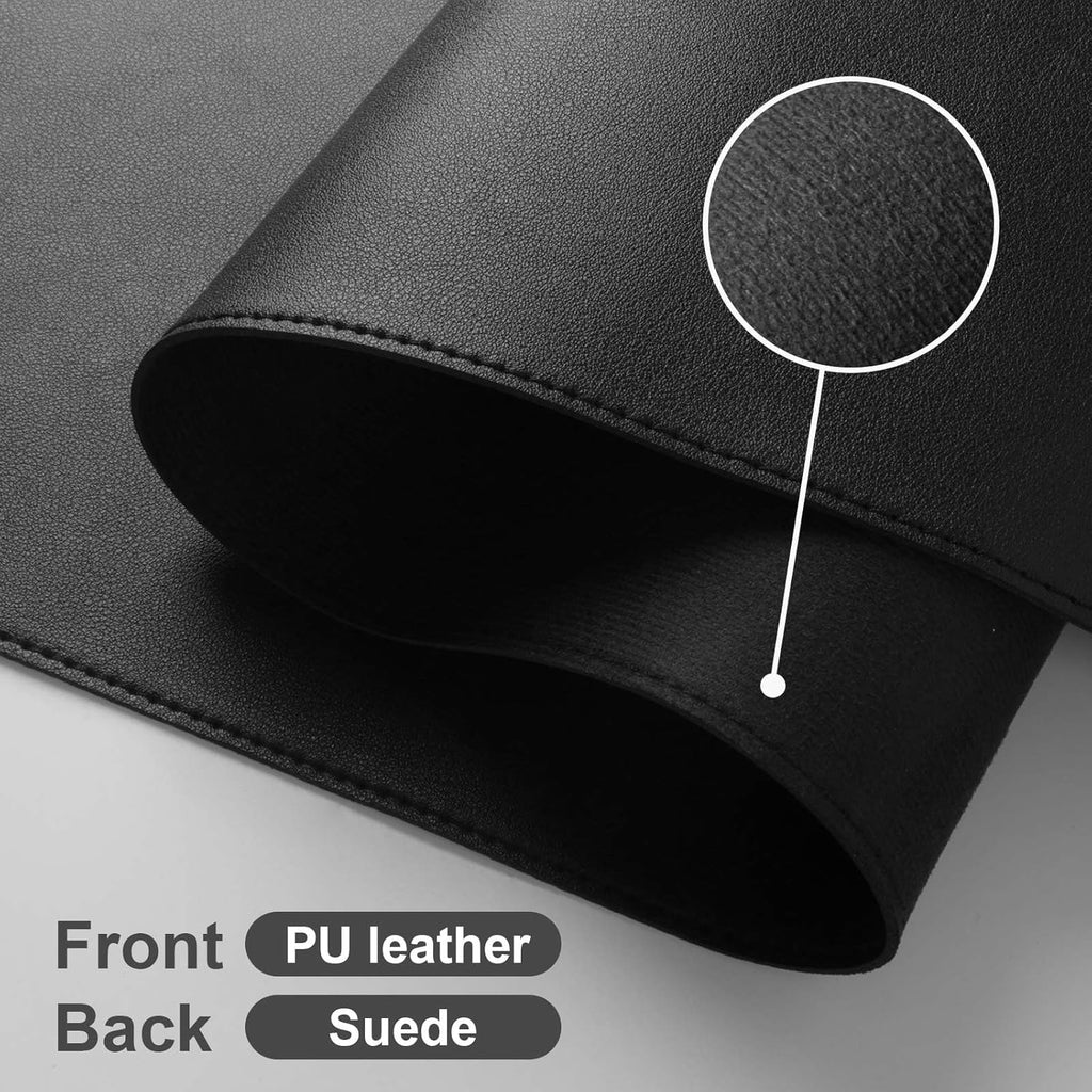 DAWNTREES Desk Mat Protector,PU Leather Desk Pad,Non Slip, Large Mouse Pad and Keyboard Mat, Waterproof Writing Pad for Office and Home (Black,35.5''x16.9'')
