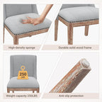 Dining Chair Set of 6, Fabric Upholstered Kitchen Side Chairs with Wooden Legs for Kitchen & Restaurant Use, LightGrey