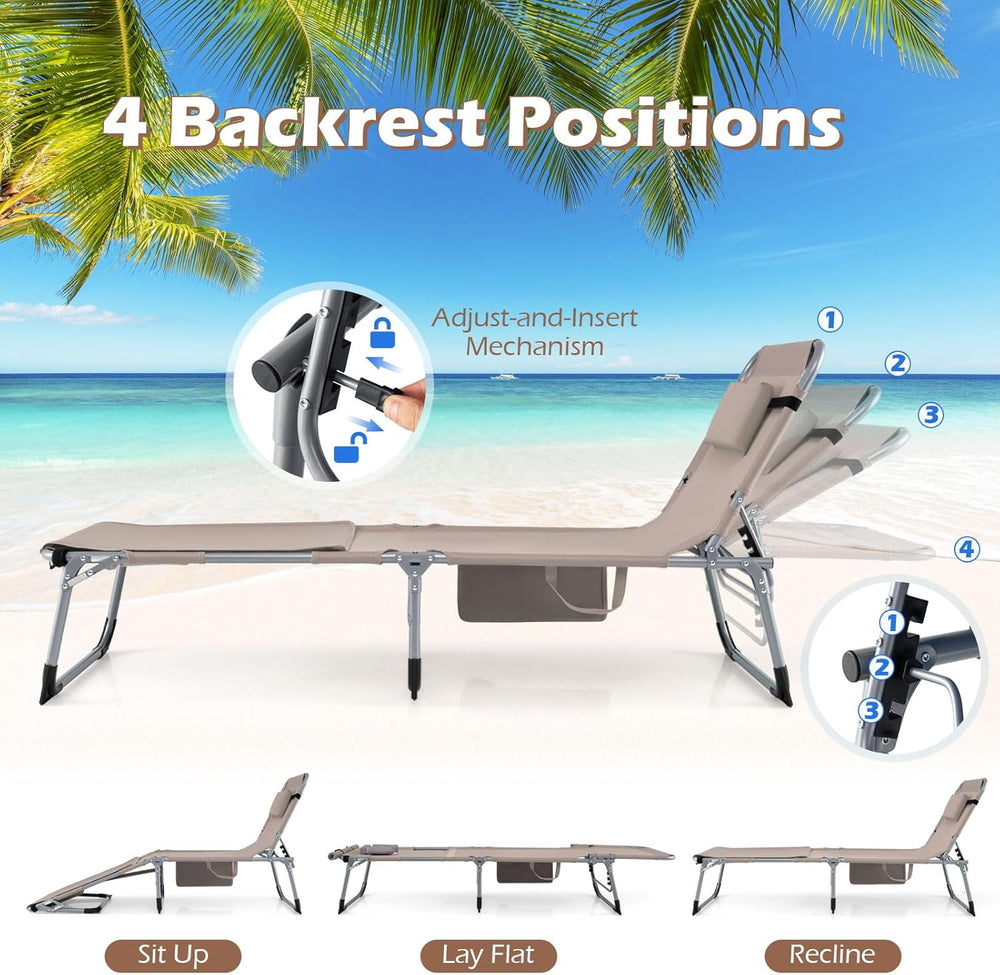 GYMAX Tanning Chair, 3 in 1 Sun Bathing Lounge Chairs with Face/Arm Holes &am...