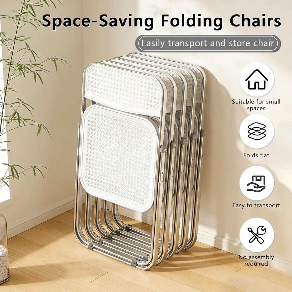 Folding Chair, 2 Pack Plastic Chair, White | Breathable folding chair with steel frame, 300lbs capacity. Portable & stackable for indoor, outdoor, events & parties.