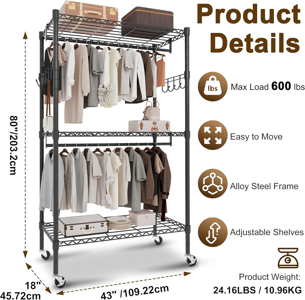 Whitmor Modern Industrial Wardrobe