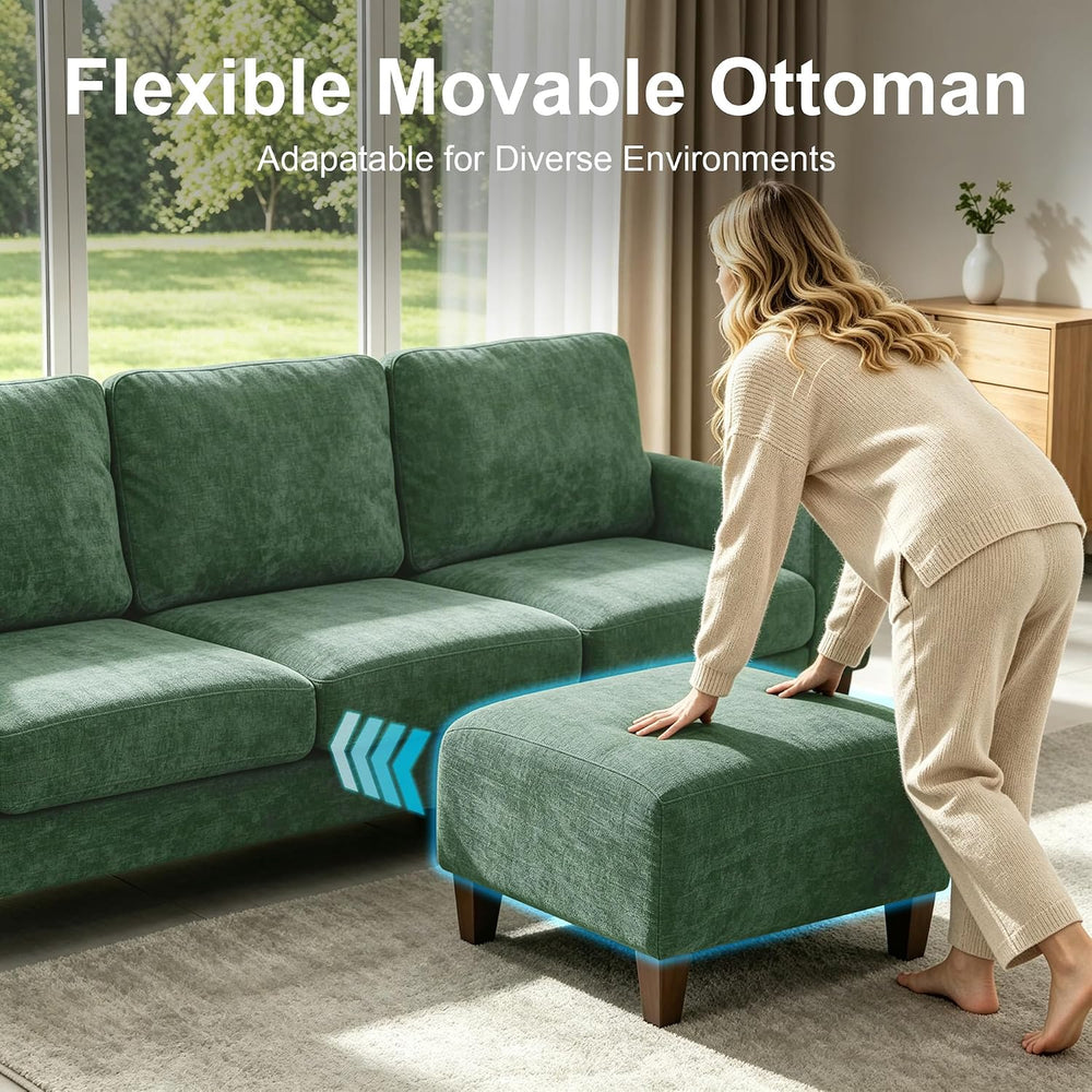 L Shaped Sectional Couch for Living Room, Modular Small Sofa with Ottoman | 9...