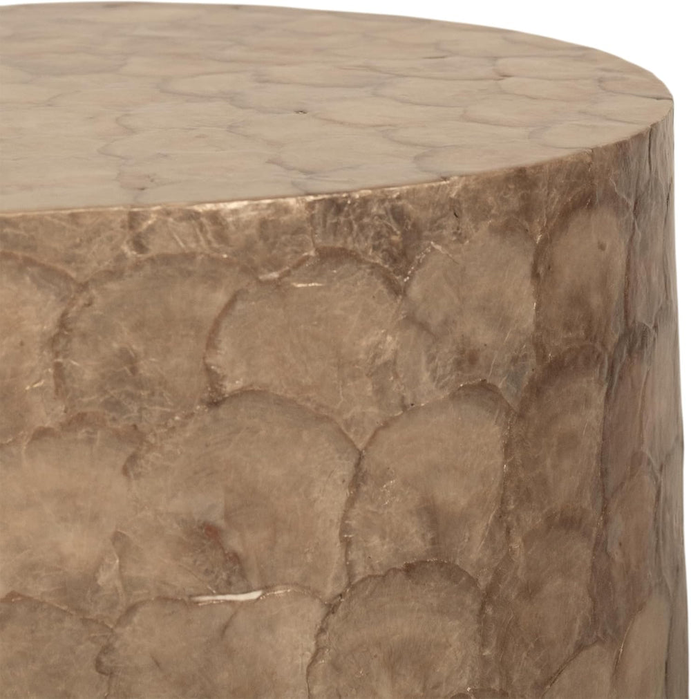 East at Main Capiz Shell Side Table – Tea Brown Accent Table, Small Decorativ...