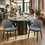 Wooden Dining Chairs Set of 6,Upholstered Kitchen Dining Room Chairs with Curved Backrest and Wood Leg,Modern Fabric Farmhouse Dinner Chair for Restaurant/Cafe,Grey