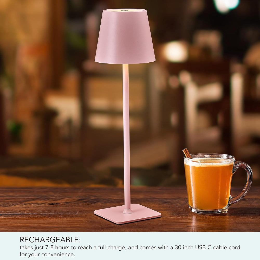 Mikasa LED Cordless Metal Table Lamp, Portable & Rechargeable 5,000 mAh B...