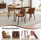 GarveeHome Leather Dining Chairs Set of 4 Upholstered PU Dining Chair with Wood Legs, Wing Backrest, Wooden Kitchen Chairs with Thick Cushions, Leveling Feet for Dining Room, Living Room, Brown