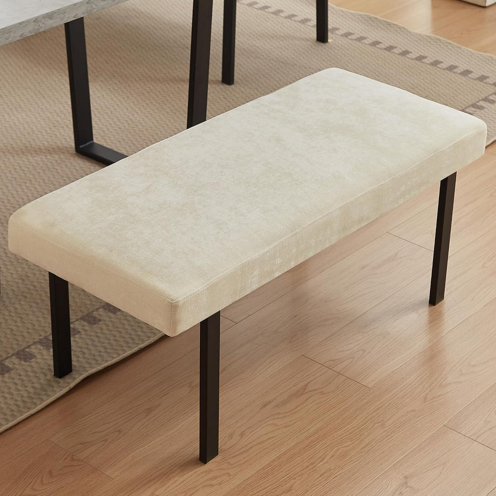 HIPIHOM 3-Piece Dining Table Set with Bench, Grey Table with Beige Bench | Th...