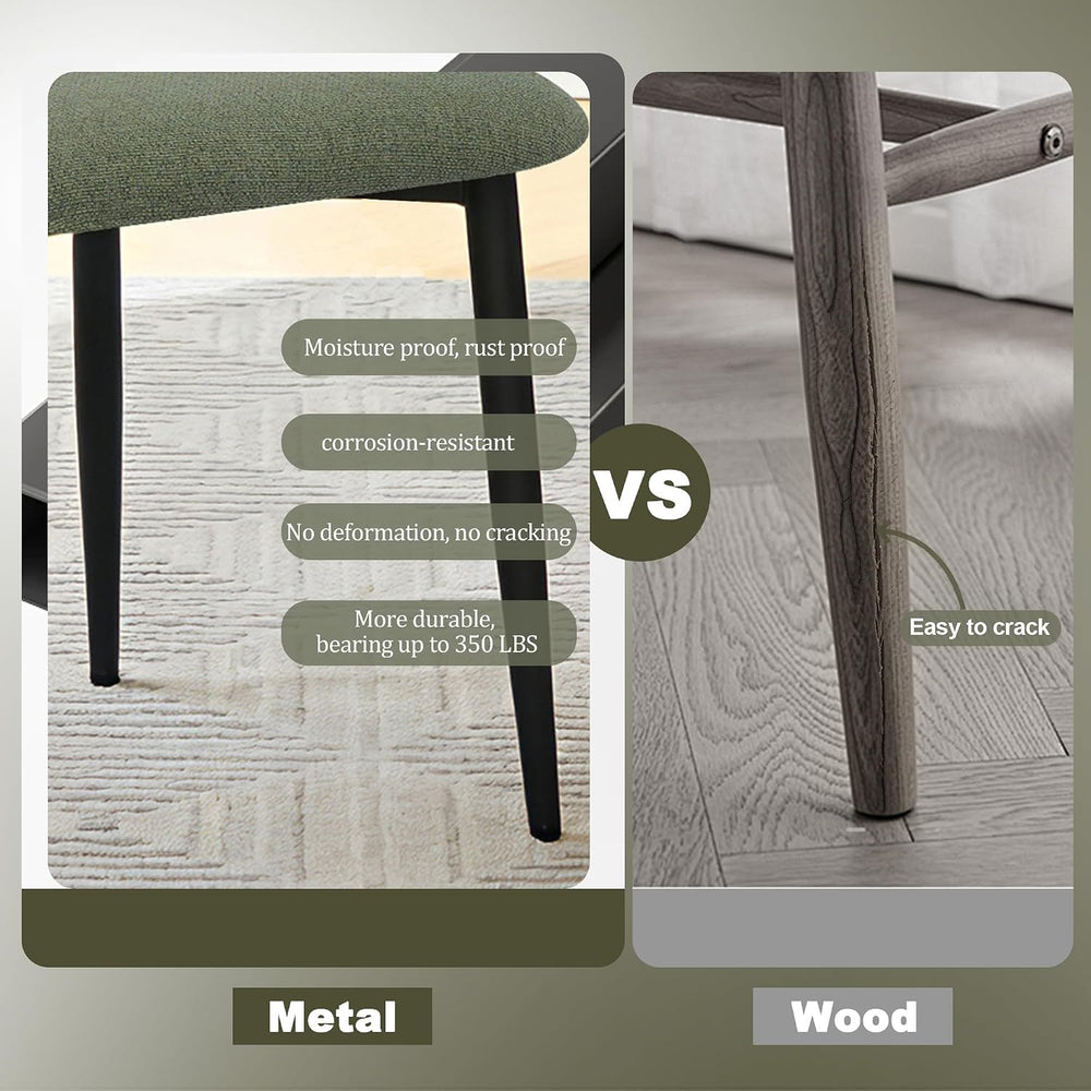 FREKEN Modern Upholstered Dining Chairs Set of 4, Mid-Century Metal Frame Lin...