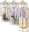 LANDNEOO 6 Pack Clear Garment Bags for Hanging Clothes with Zippers on Double Sides - 32&40&60" Long Suit Bags - 10'' Clothes Storage for Coat, Dress, and Fur in Closet