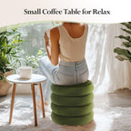 19.5 Inch Round Storage Ottoman, Modern Velvet Ottoman Coffee Table with Removable Top, Green Vanity Stool with Storage for Bedroom, Living Room, Dorm, Set of 2
