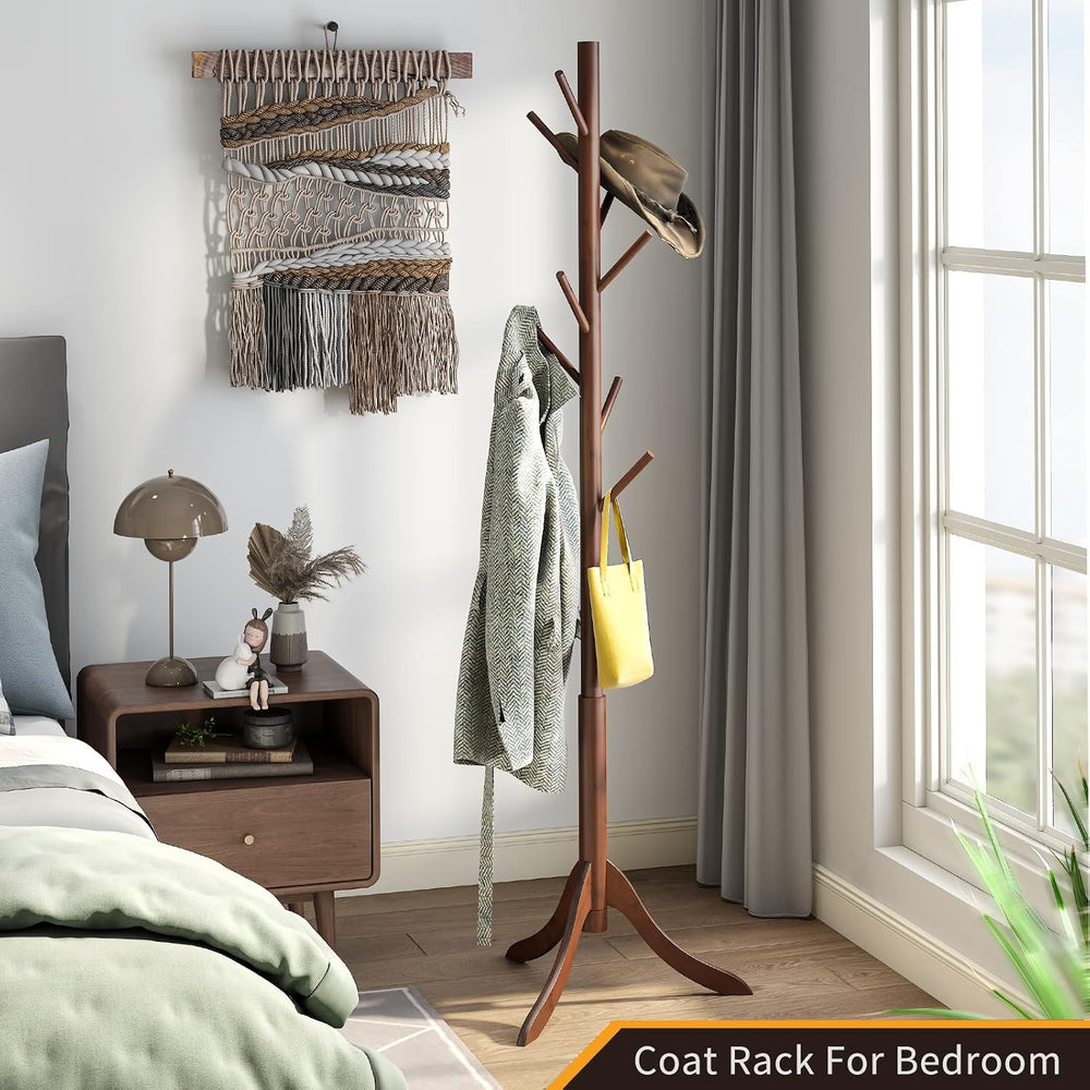Coat Rack Freestanding, Coat Stands Entryway, Bamboo Coat Rack Hat Hanger 8 H...