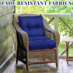 Geetery Outdoor Chair Cushions Set of 4 for Patio Lawn Furniture Wicker Rocking Dining Chairs 42x21x4 Inch High Back Seat Pads Replacement with Ties Weather-Resistant Fade-Resistant Indoor(Navy Blue)