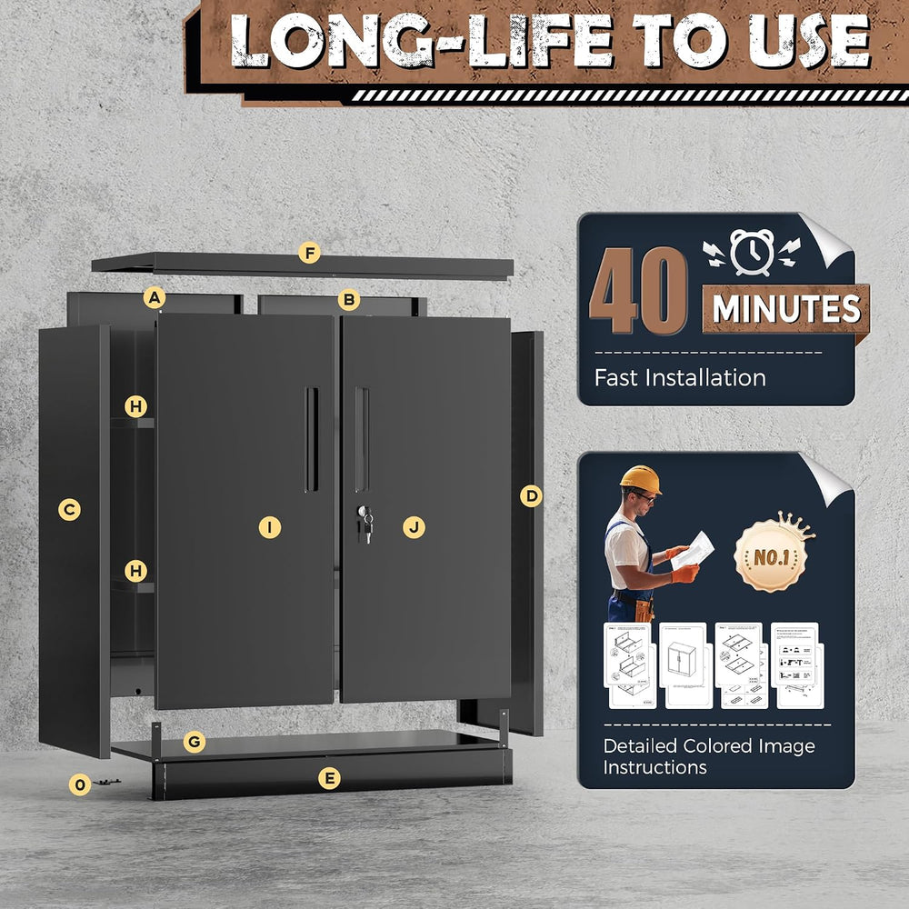 INTERGREAT Metal Storage Cabinet with Locking Doors, Lockable Steel Storage C...