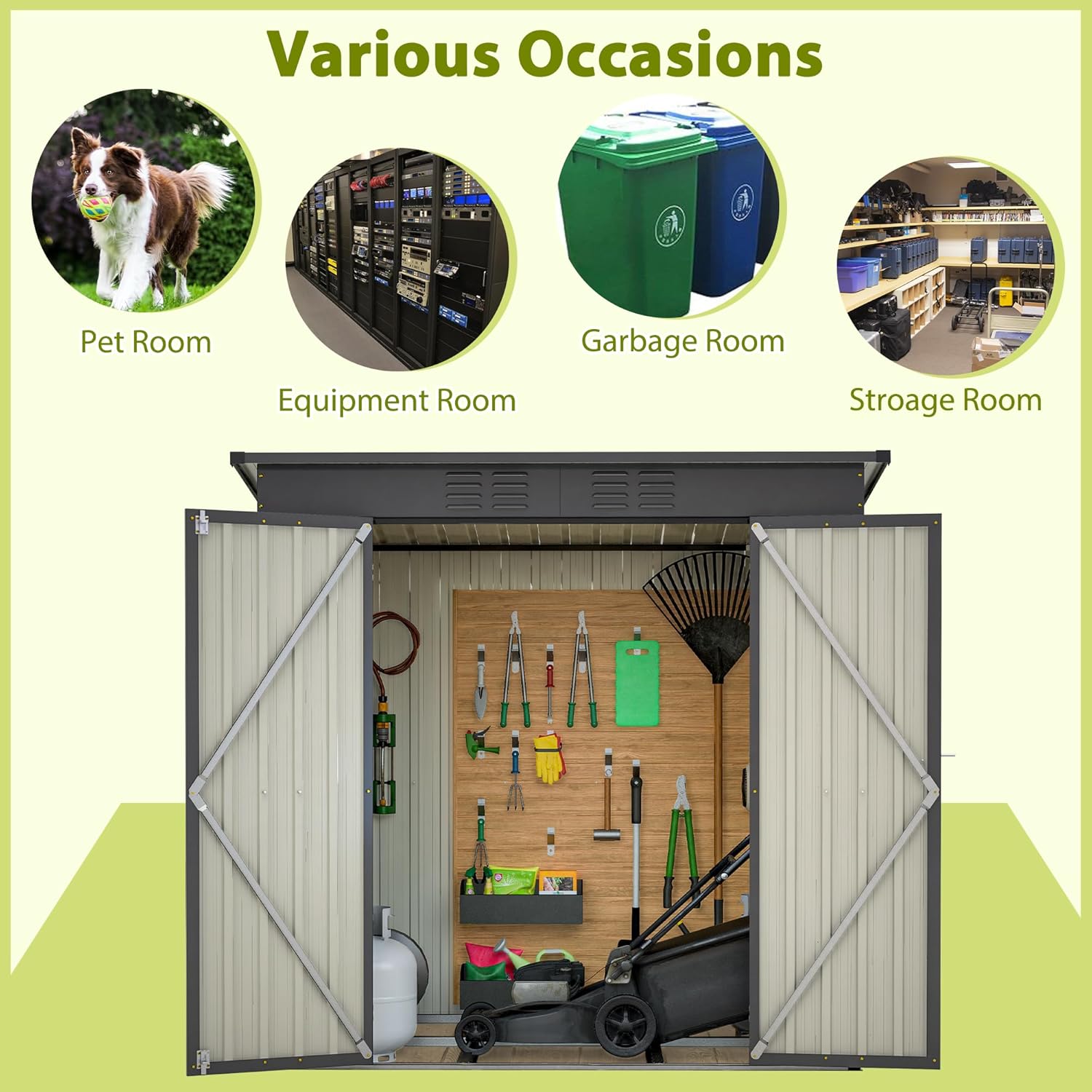 4x6 ft Metal Shed Outdoor Storage Shed,Metal Steel Utility Tool Shed Storage House with Double Lockable Doors and Air Vent for Backyard Garden Patio Lawn Black